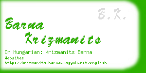 barna krizmanits business card